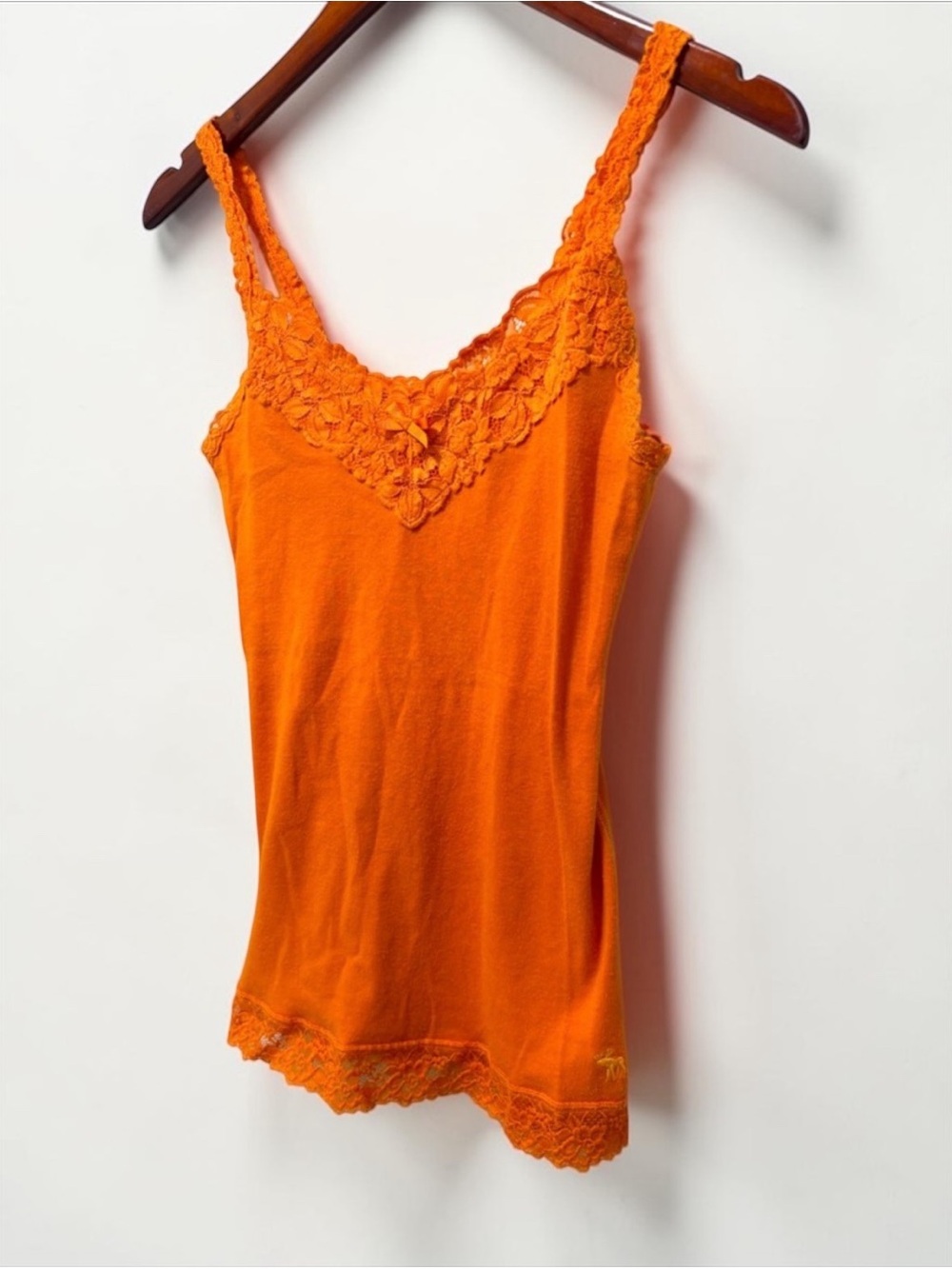Y2K 2000s Abercrombie & Fitch Tank Top Lace Trim Cami Vintage Layering Bow Small